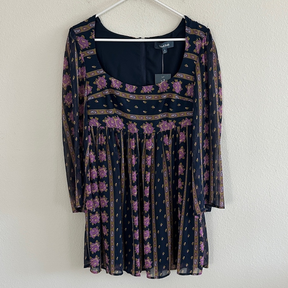 Modcloth Navy and Purple Floral Mini Dress - Picture 2 of 9